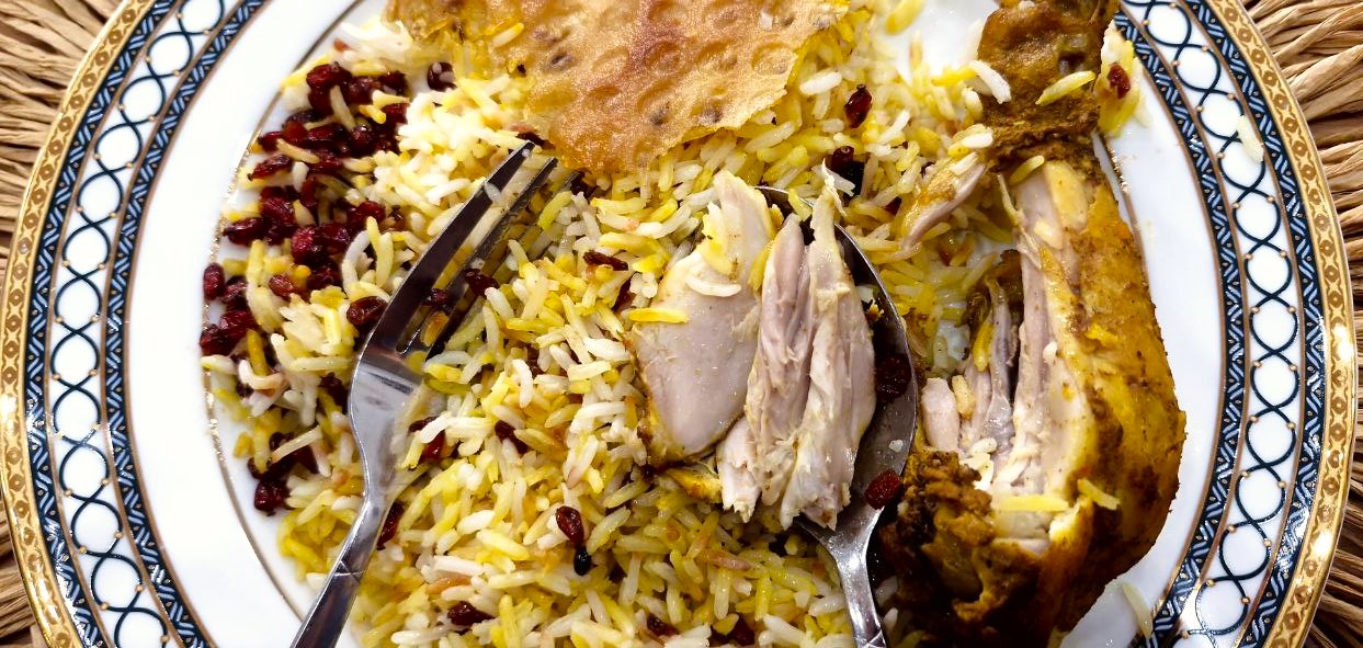 Zereshk Polo Ba Morgh with Barberry Rice and Chicken Zereshk Polo Ba Morgh with barberry rice and tender chicken